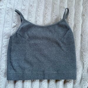 Zenana Outfitters Gray Ribbed Crop Top